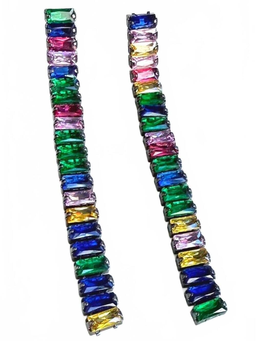 Vintage Chico's Multicolor Baguette Drop Earrings - Picture 3 of 8